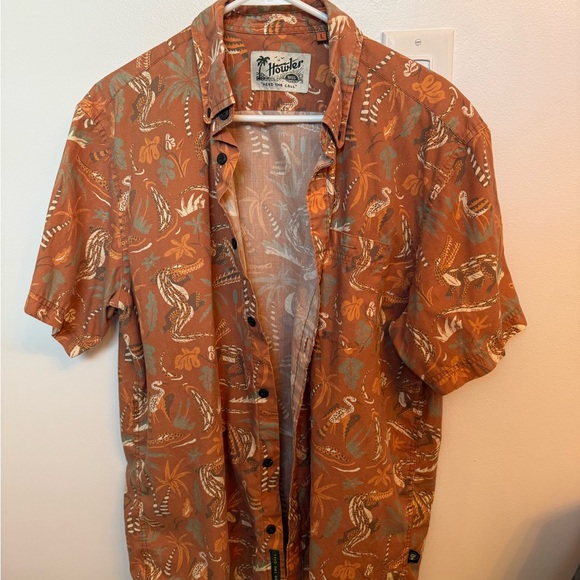 Howler Brothers Men's Rust and Teal Patterned Shirt - Picture 1 of 3